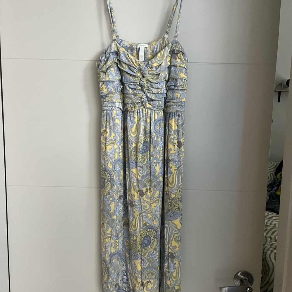 Soma Yellow and Gray Paisley Maxi Dress
